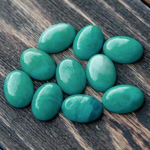 кабошон амазонит синтетич. овальный, цвет бирюзовый, 18x13x6 мм
