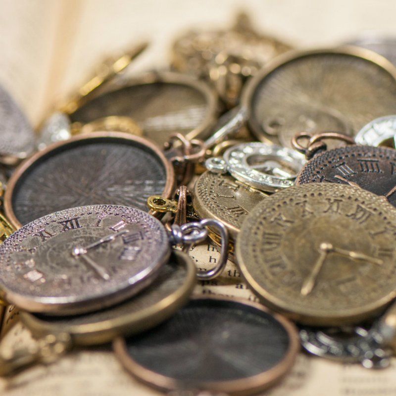 микс металлический из подвесок "часы", цветовой и размерный микс (уп 20 г)