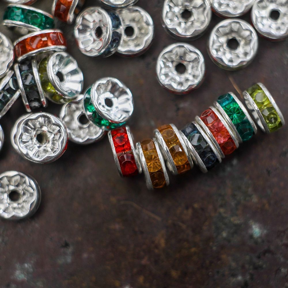 разделитель с горным хрусталем, цветовой микс, 8 мм