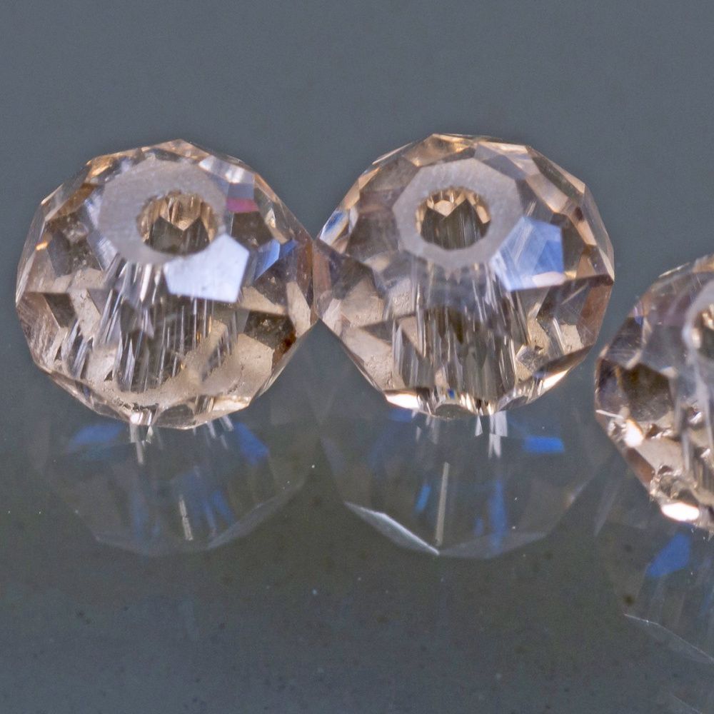 бусина, стекло абакус 4, граненая, цвет дымчатый радужный, 4x3 мм (уп 50+/-10 шт)