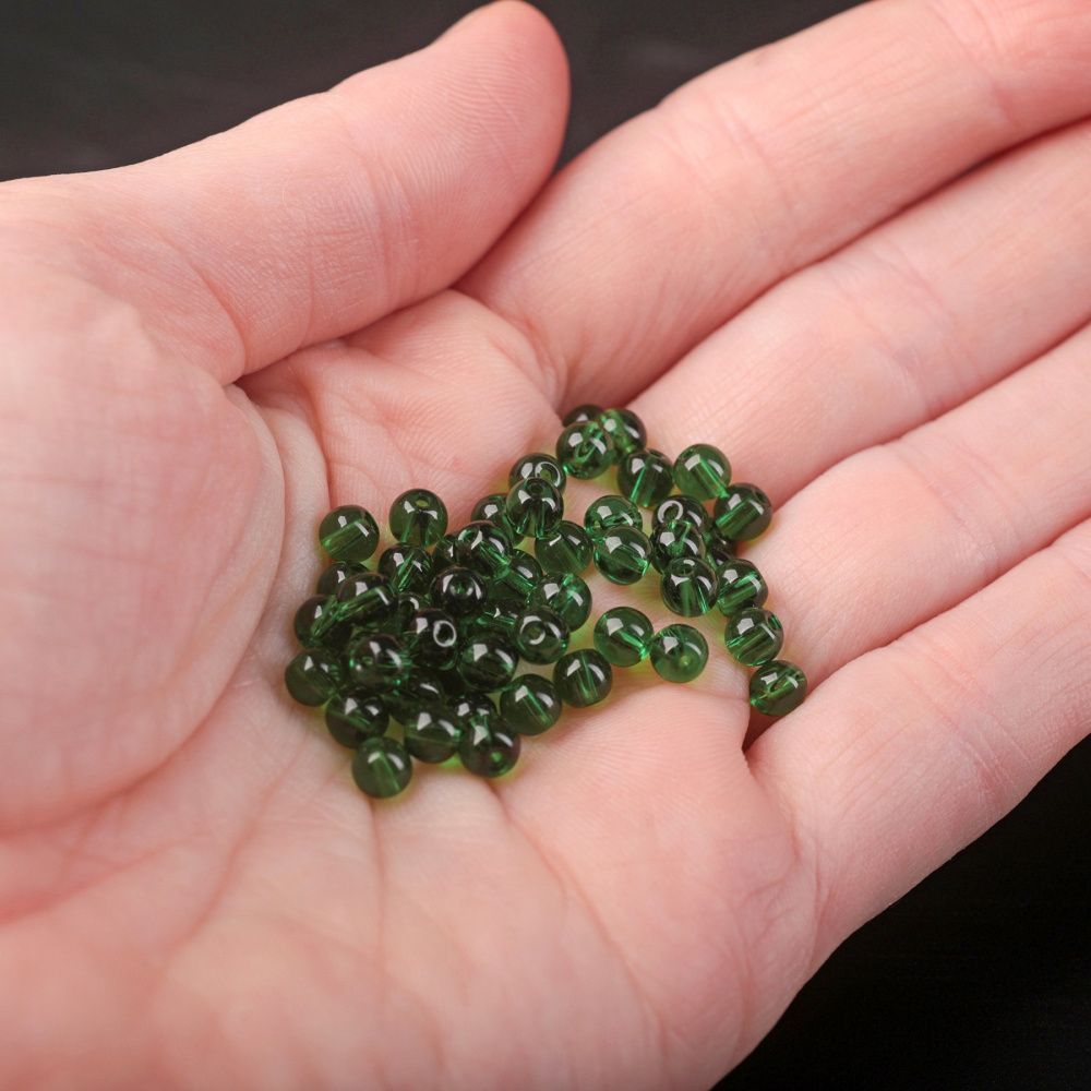 бусина, стекло 4, цвет зеленый, 4 мм (уп 50+/-5 шт)