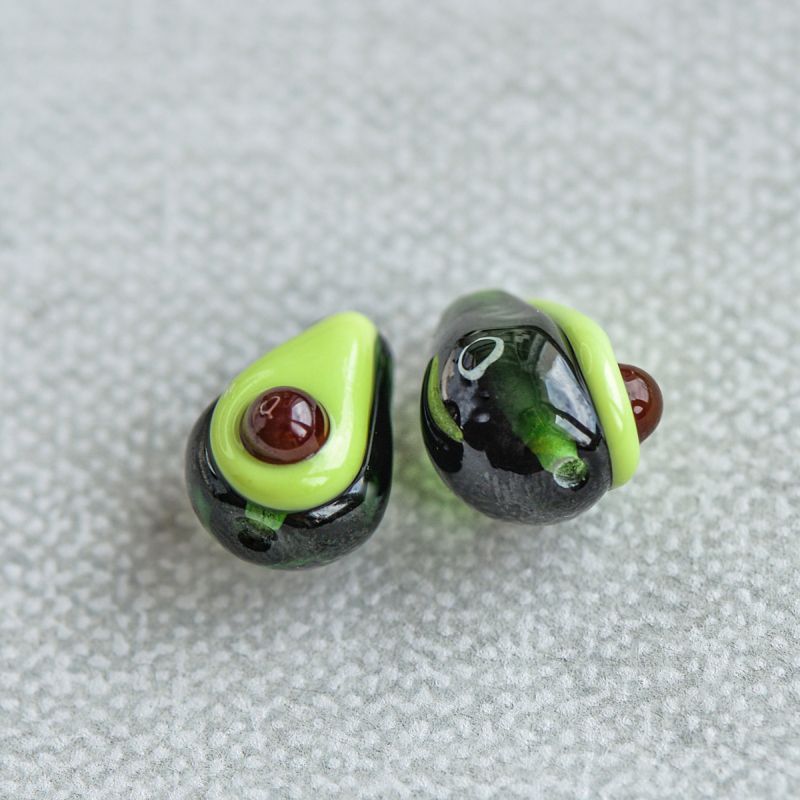 бусина, мурано "авокадо", зеленый, 15 мм