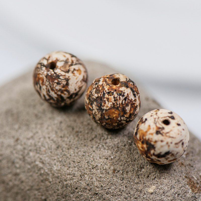 бусина агат древесный, цвет коричневый, 12 мм (стренд 8 шт.)