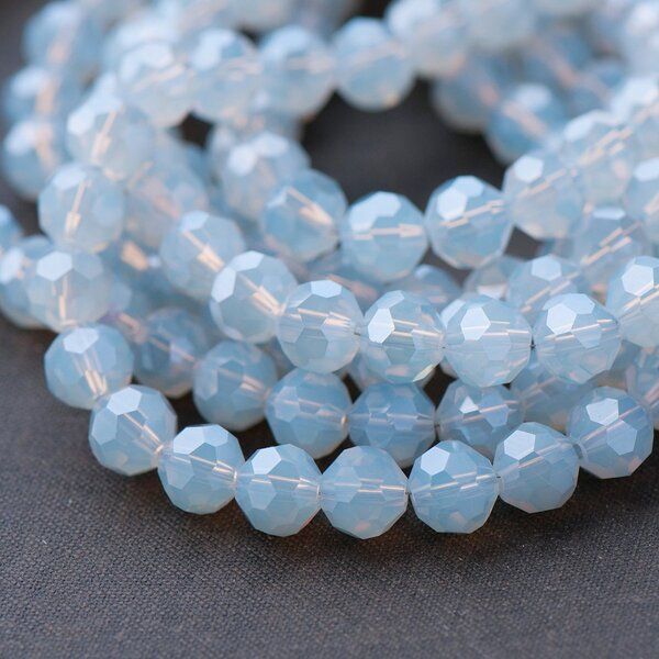 бусина, непрозрачная, граненая, стекло, цвет серый перламутровый, 8 мм