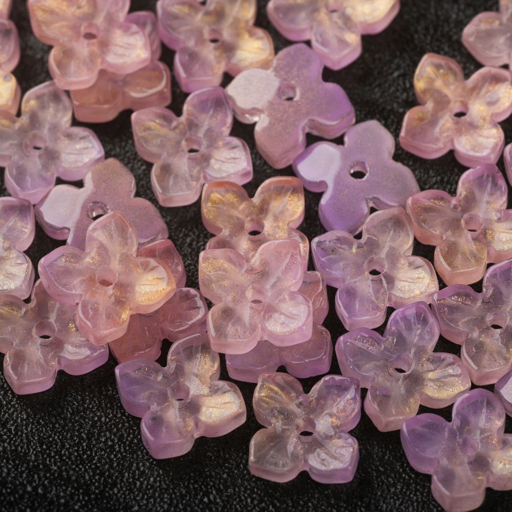 бусина "вероника", стекло, цвет розовый, 10x10x3.5 мм