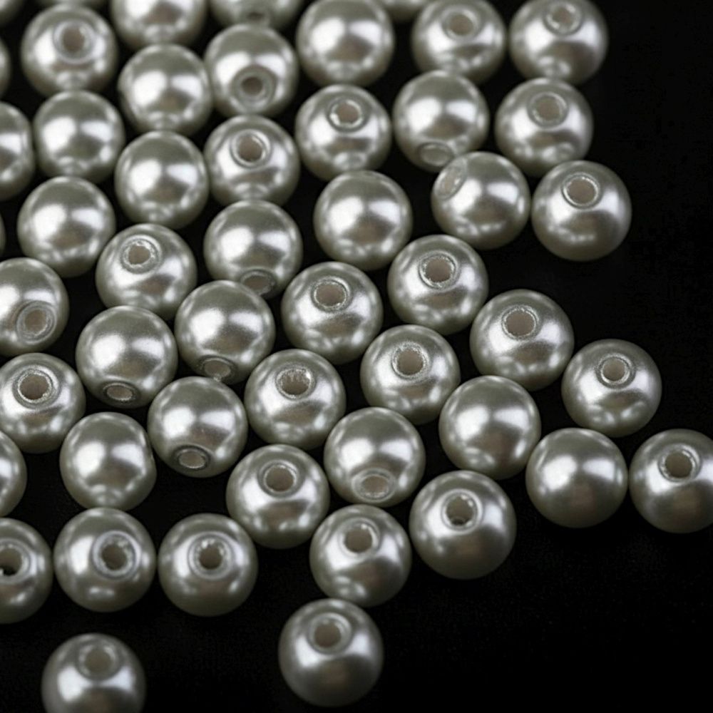 бусина, имитация жемчуга, стекло 4, цвет серебристая дымка, 4 мм (уп 50+/-5 шт)