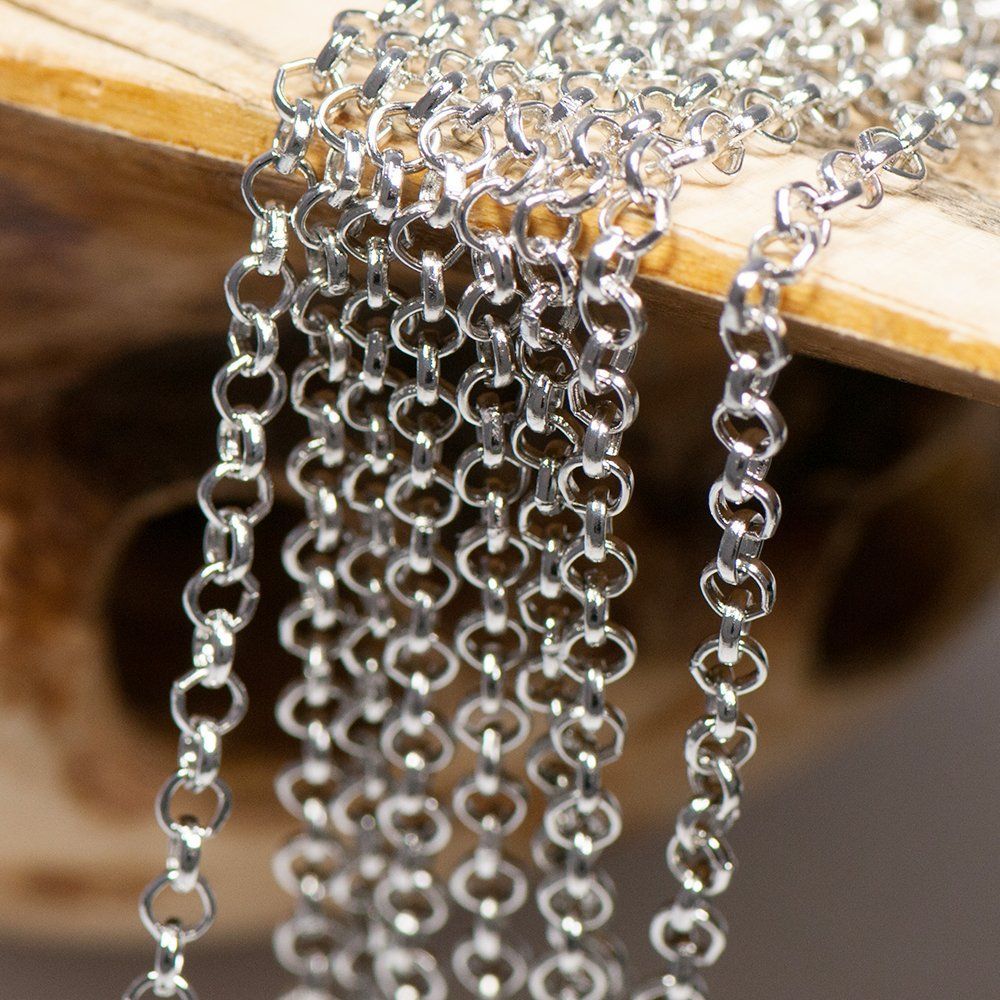 цепочка "раунд", цвет платина, звено 4х1 мм