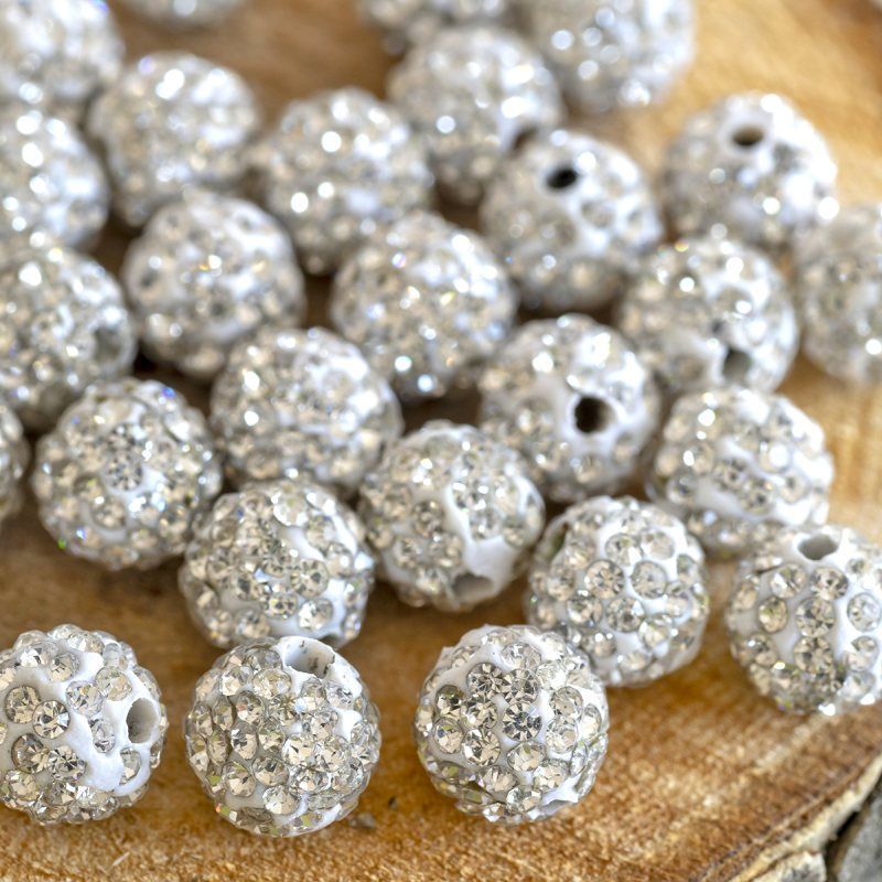 бусина "шамбала" 8, цвет белый, 8 мм