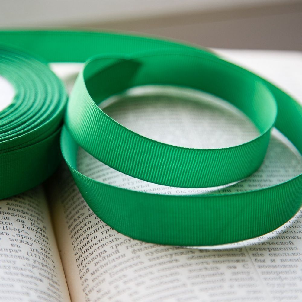 лента репсовая, цвет зеленый, ширина 20 мм ленты