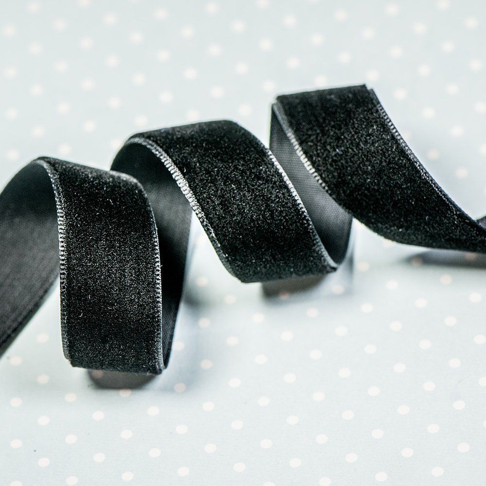 лента, бархат, цвет черный, ширина 15.9 мм ленты
