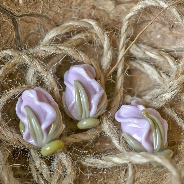 бусина, мурано "розовый бутон", светло-сиреневый, 15-16х10-11 мм