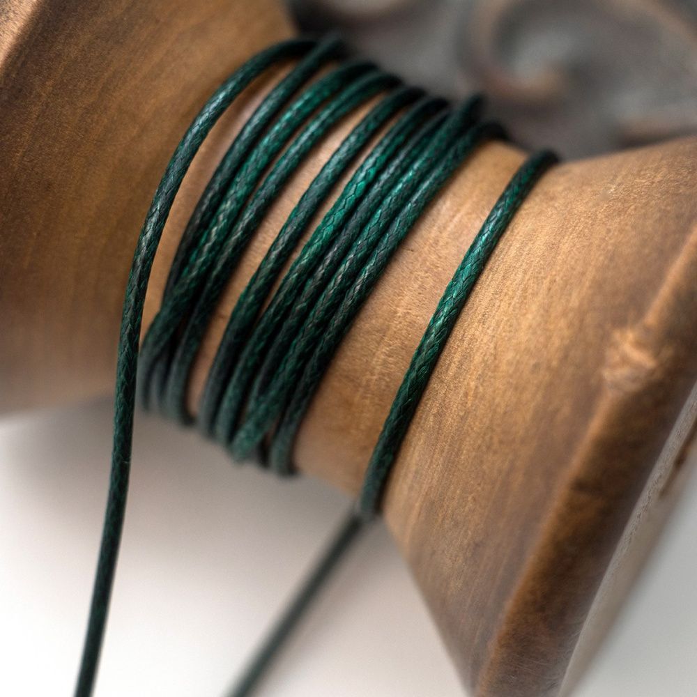 шнур вощеный, цвет изумрудный темный, 1 мм