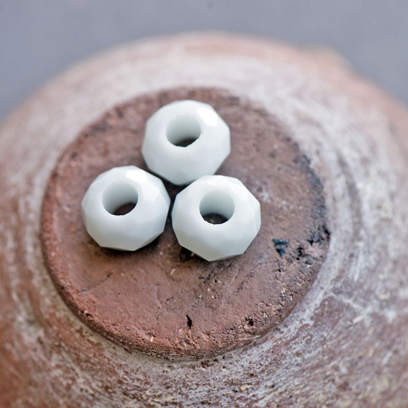 ес бусина граненая, стекло, цвет белый, 14х8 мм