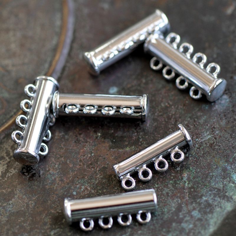 застежка "слайдер" многорядная, цвет платина, 24x10.5x6.5 мм