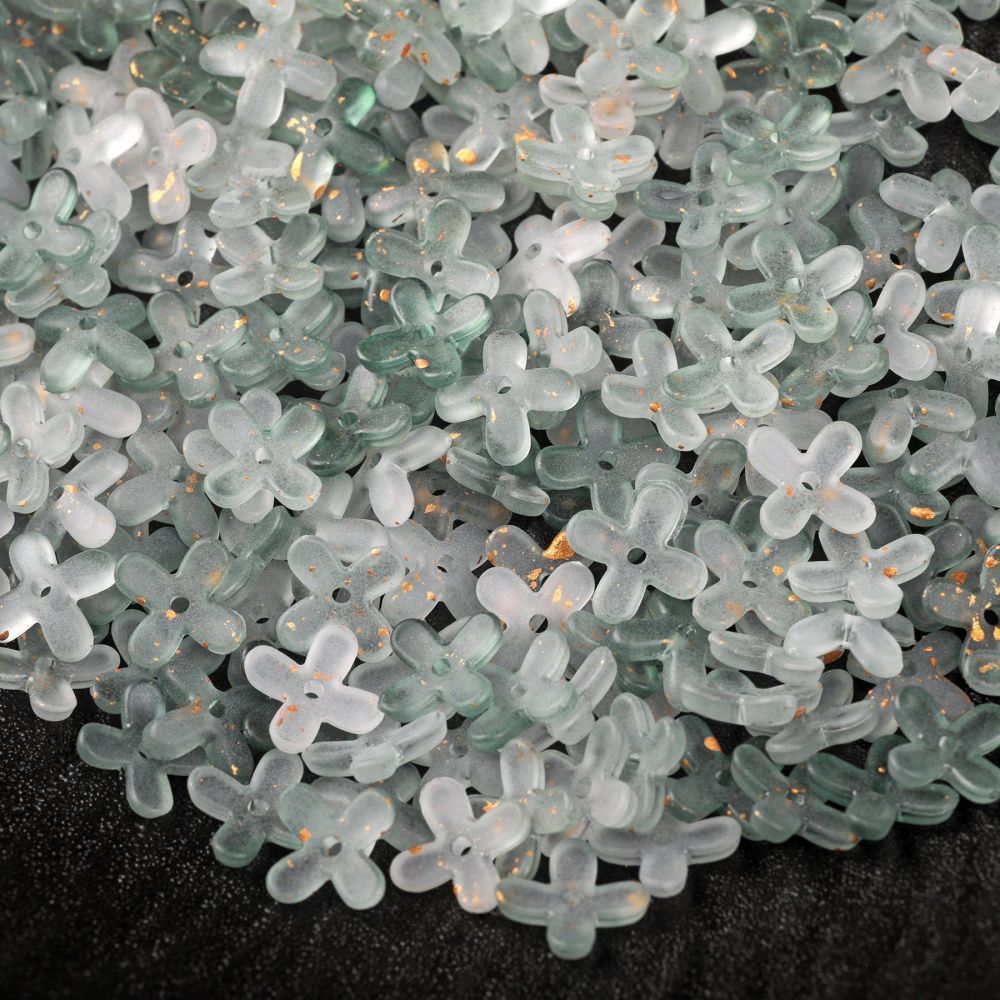 бусина, акрил "клематис", матовая, цвет полынный, 11.5x11.5x3 мм