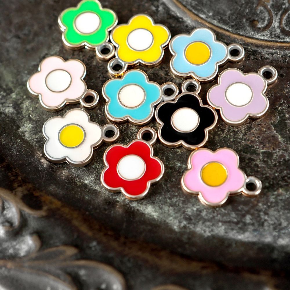 подвеска акрил "цветок", цвет золото/эмаль, 21x17x2 мм