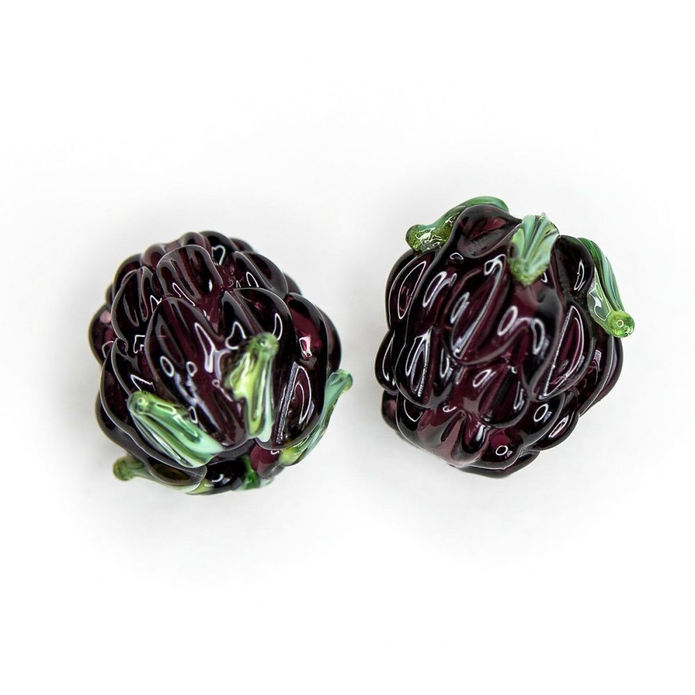 бусина, мурано "ежевика", фиолетовый, 15х12 мм