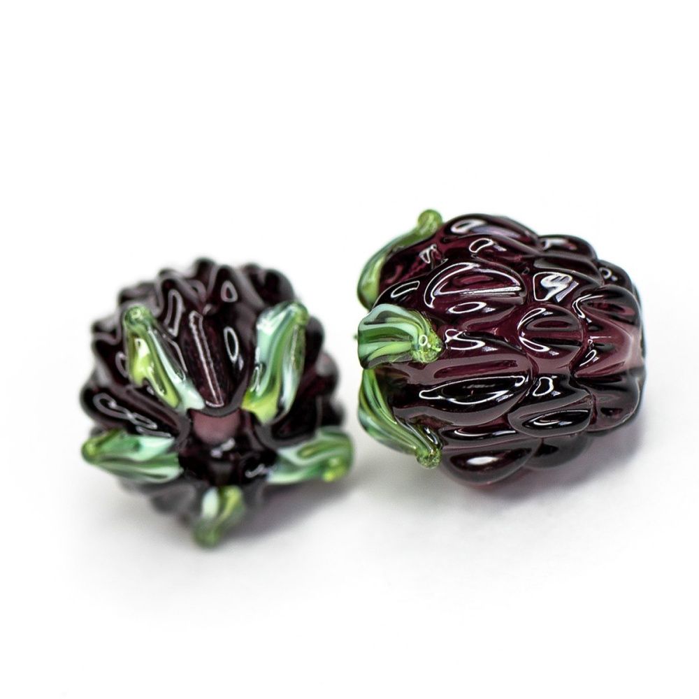 бусина, мурано "ежевика", фиолетовый, 15х12 мм