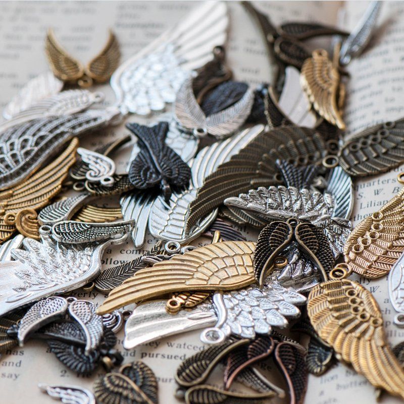 микс металлический из подвесок "крылья", цветовой и размерный микс (уп 20 г)