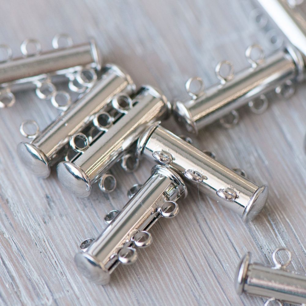 застежка "слайдер" многорядная, цвет платина, 21x10x6.5 мм