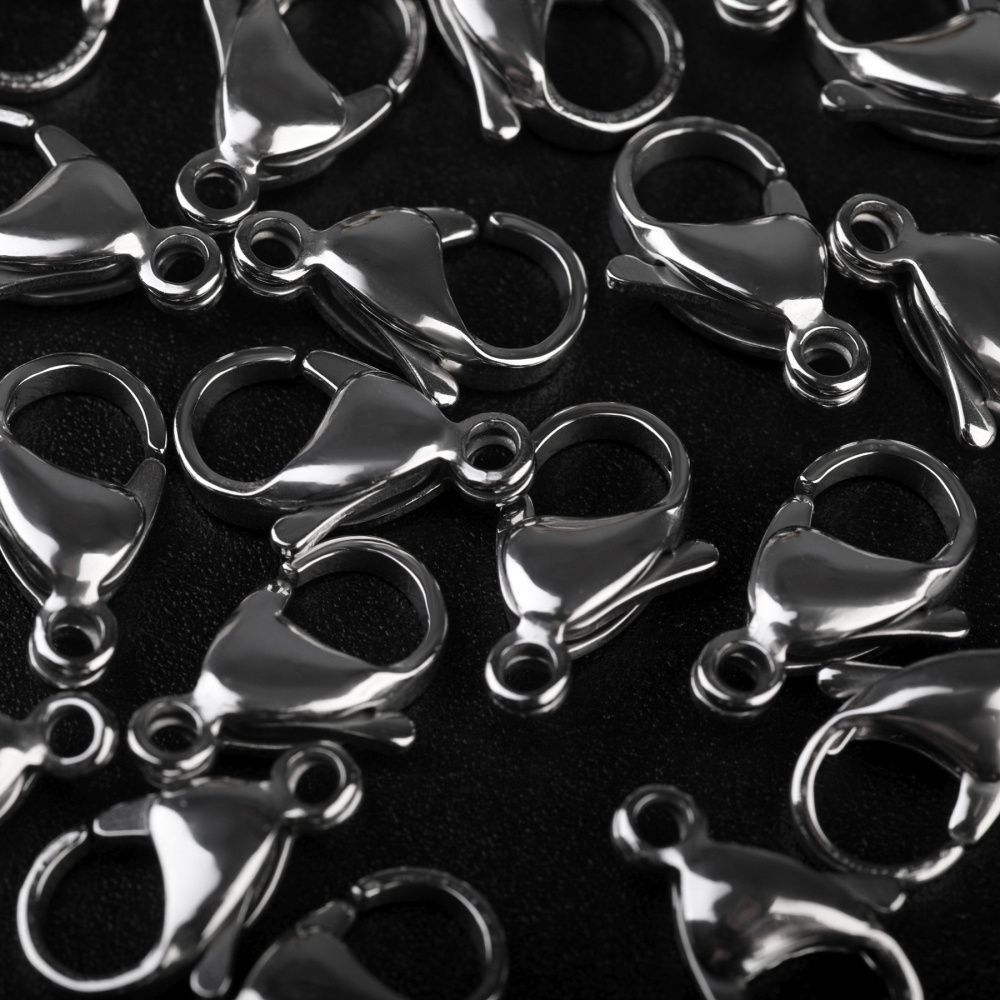 замочек-лобстер, 304 stainless steel, цвет стальной, 15x9x4-4.5 мм