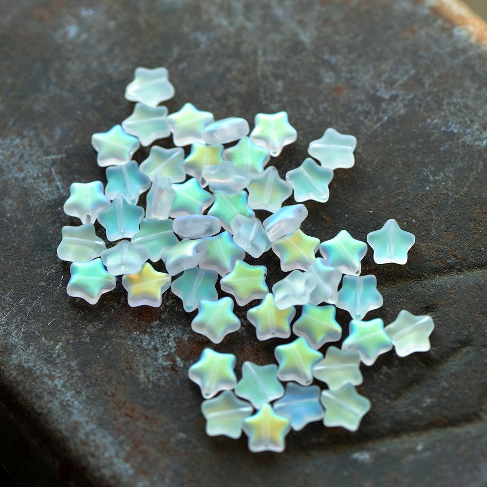 бусина "звездочка", стекло, цвет прозрачный ав матовый, 8x8.5x4 мм