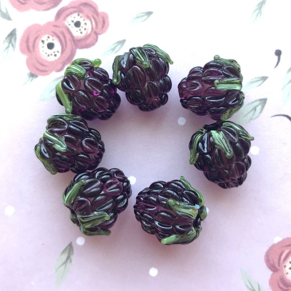 бусина, мурано "ежевика", фиолетовый, 15х12 мм