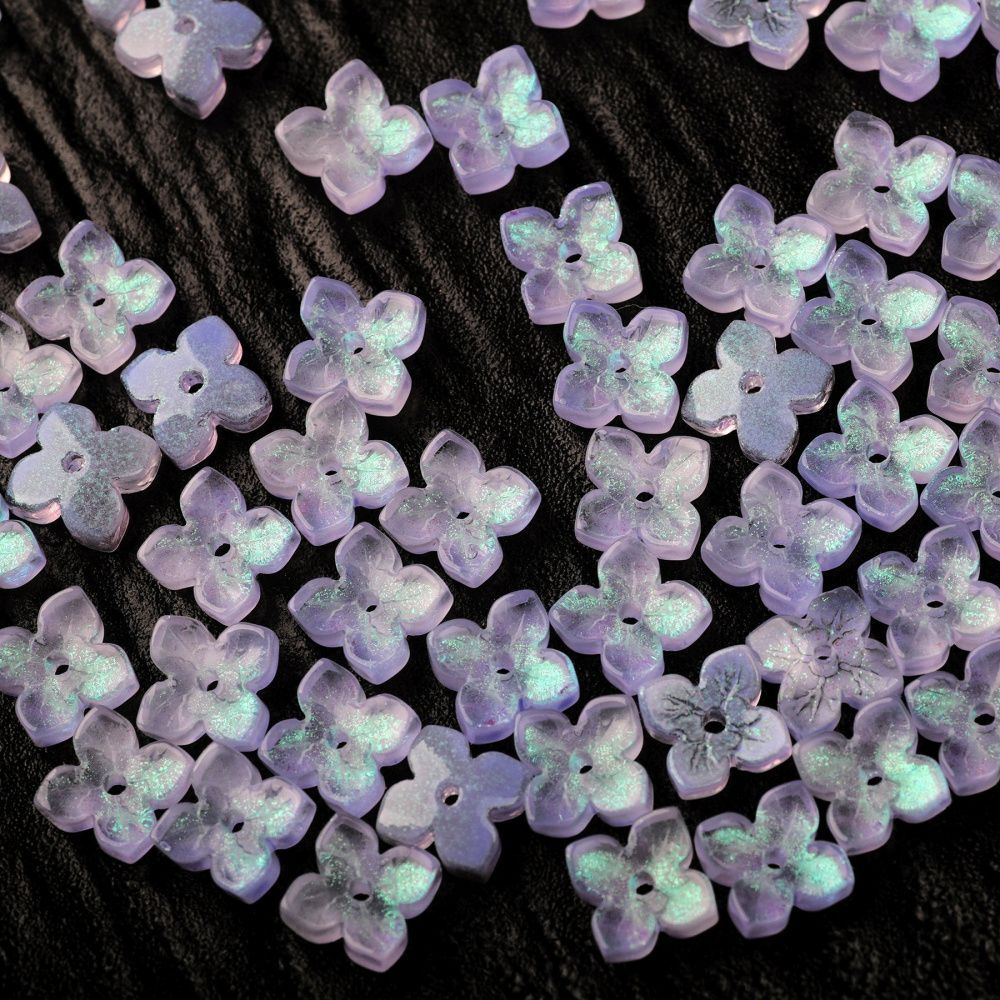 бусина "вероника", стекло, цвет св.сиреневый, 10x10x3.5 мм