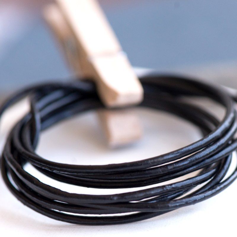 шнур кожаный, цвет черный, диаметр 1.5 мм