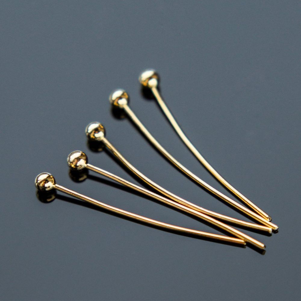 пины с шариком, цвет золото, 20x0.5 мм (уп ок. 180 шт)