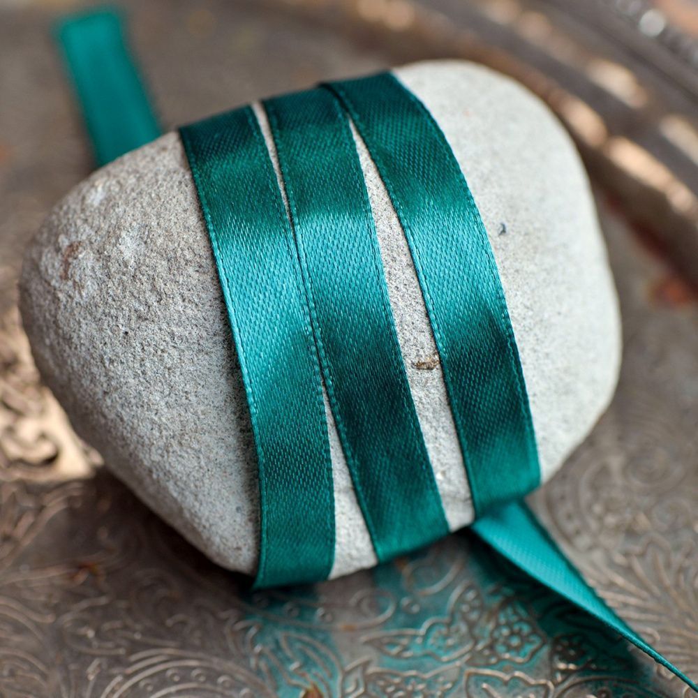 лента, атлас, цвет изумрудный, ширина 10 мм ленты