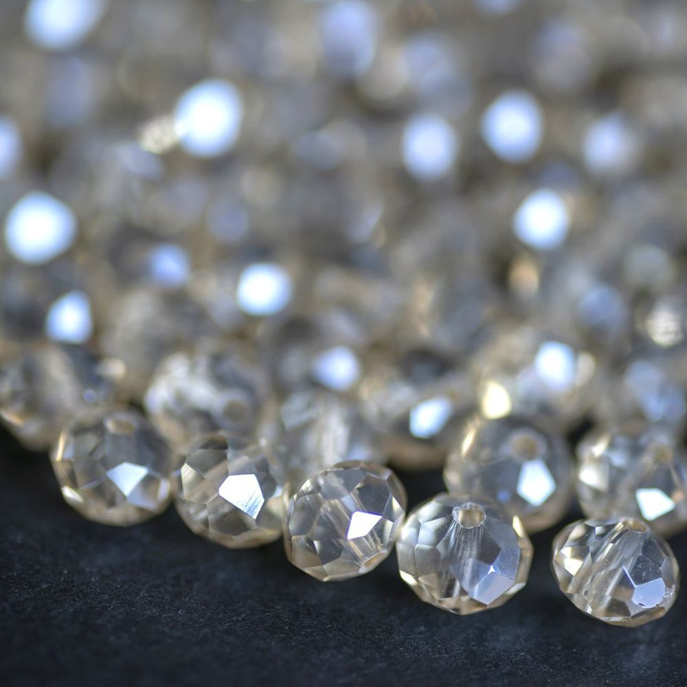 бусина, стекло абакус 8, граненая, цвет шампанского, 8х6 мм