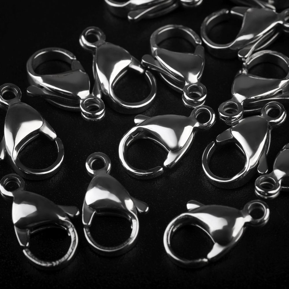 замочек-лобстер, 304 stainless steel, цвет стальной, 15x9x4-4.5 мм