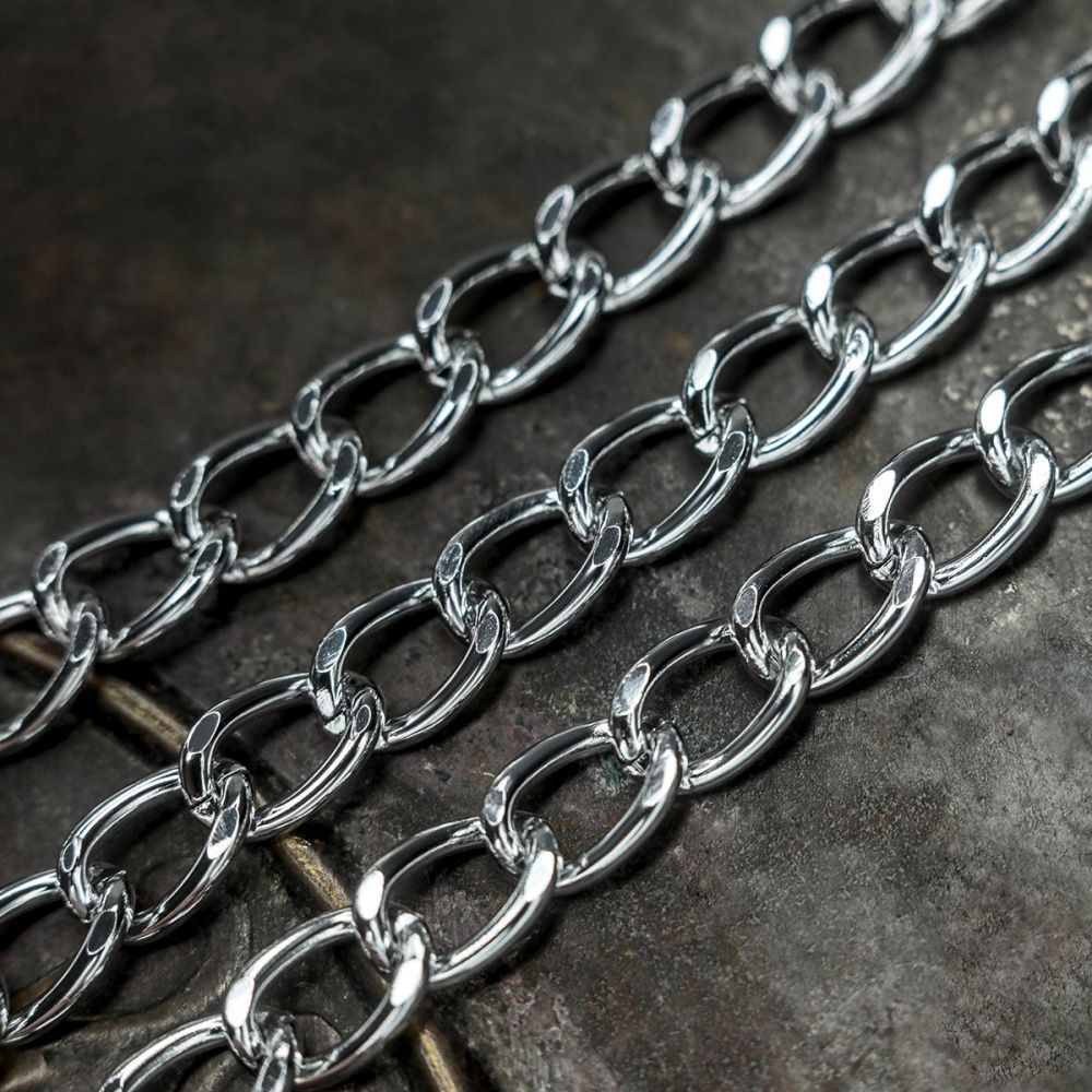 цепочка "фацет", алюминий, цвет серебро, звено 10x6.5x1.8 мм
