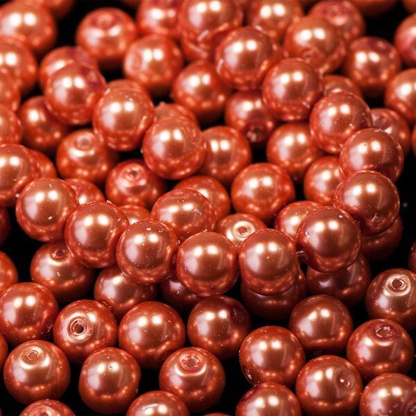 бусина, имитация жемчуга, стекло 10, цвет оранжевый, 10 мм (уп 10 шт)