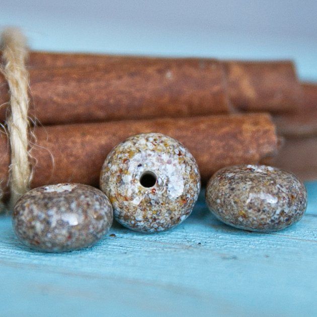 бусина, мурано "пыльца", абакус, песочный, 13х9 мм