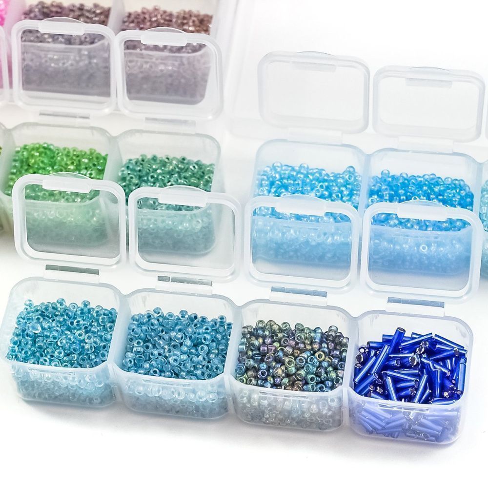 набор бисера "радужный " в органайзере, 28 цветов
