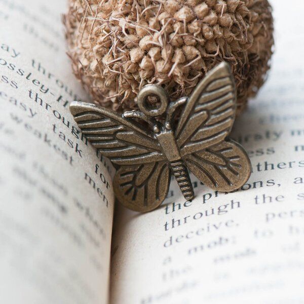 подвеска металлическая "бабочка", цвет античная бронза, 16х22х2 мм