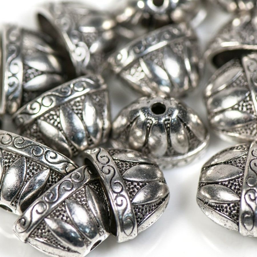 колпачок для бусин "росинка", цвет античное серебро, 14х2х12 мм