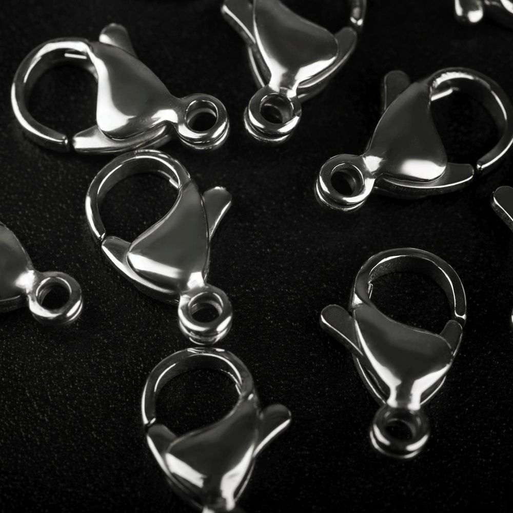 замочек-лобстер, 304 stainless steel, цвет стальной, 13x8x3.9 мм