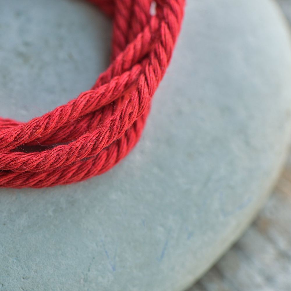 шнур витой из хлопка, цвет красный, 2 мм