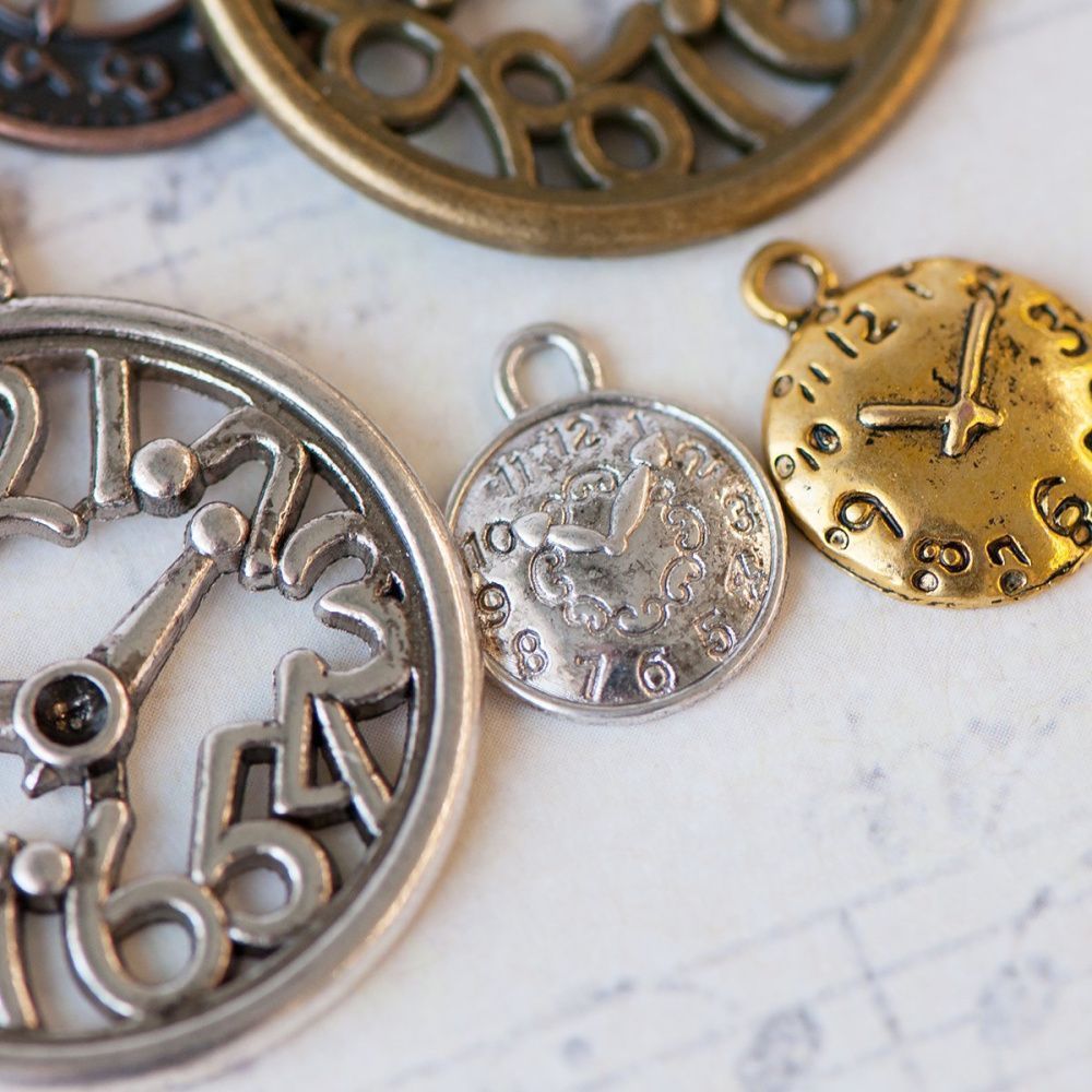 микс металлический из подвесок "часы", цветовой и размерный микс (уп 20 г)