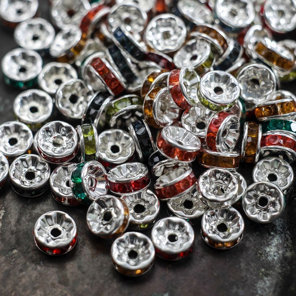 разделитель с горным хрусталем, цветовой микс, 8 мм