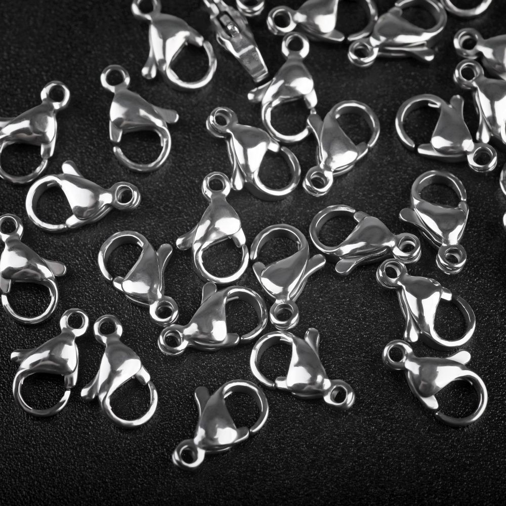 замочек-лобстер, 304 stainless steel, цвет стальной, 11x6.5-7x3.5 мм