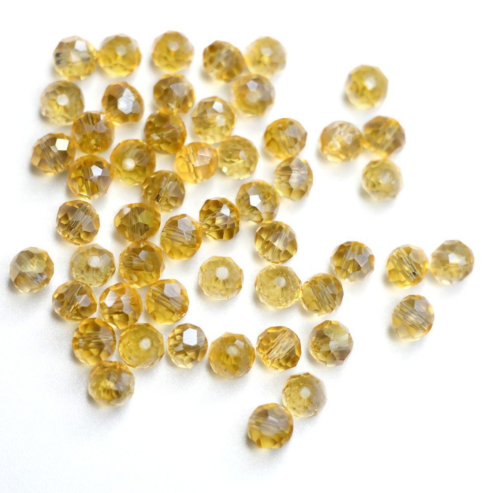 бусина, стекло абакус 4, граненая, цвет шампанское радужный, 4x3 мм (уп 50+/-10 шт)