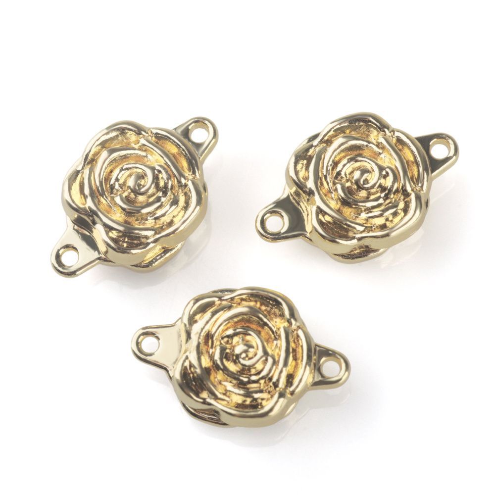 застежка магнитная "роза", позолота, 18x11.5x6 мм