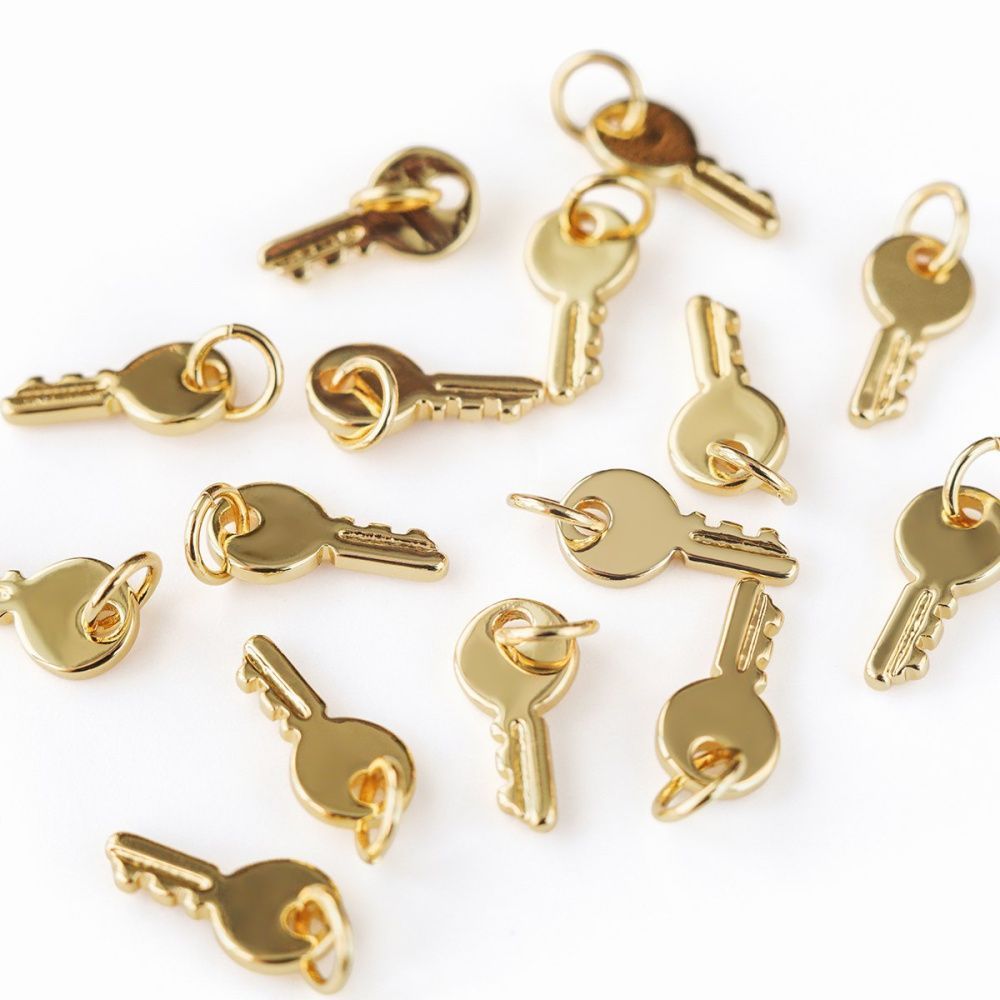 подвеска металл "ключ", позолота, 12x6x1 мм