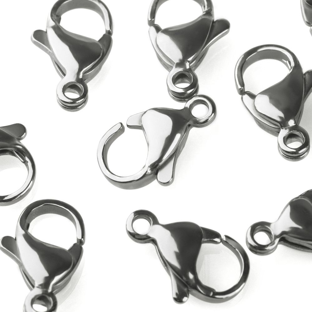 замочек-лобстер, 304 stainless steel, цвет стальной, 13x8x3.9 мм