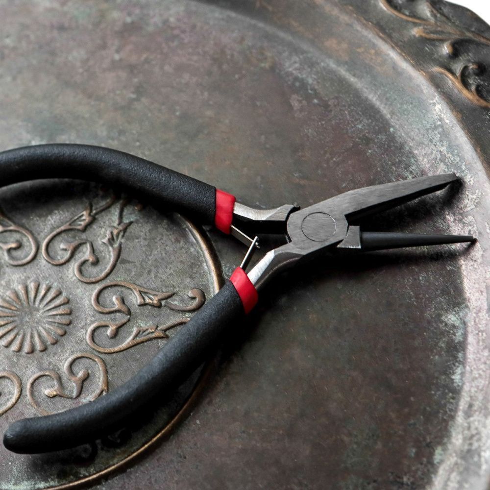 инструмент, круглогубцы с канавкой, черные ручки, 12x7x1 см