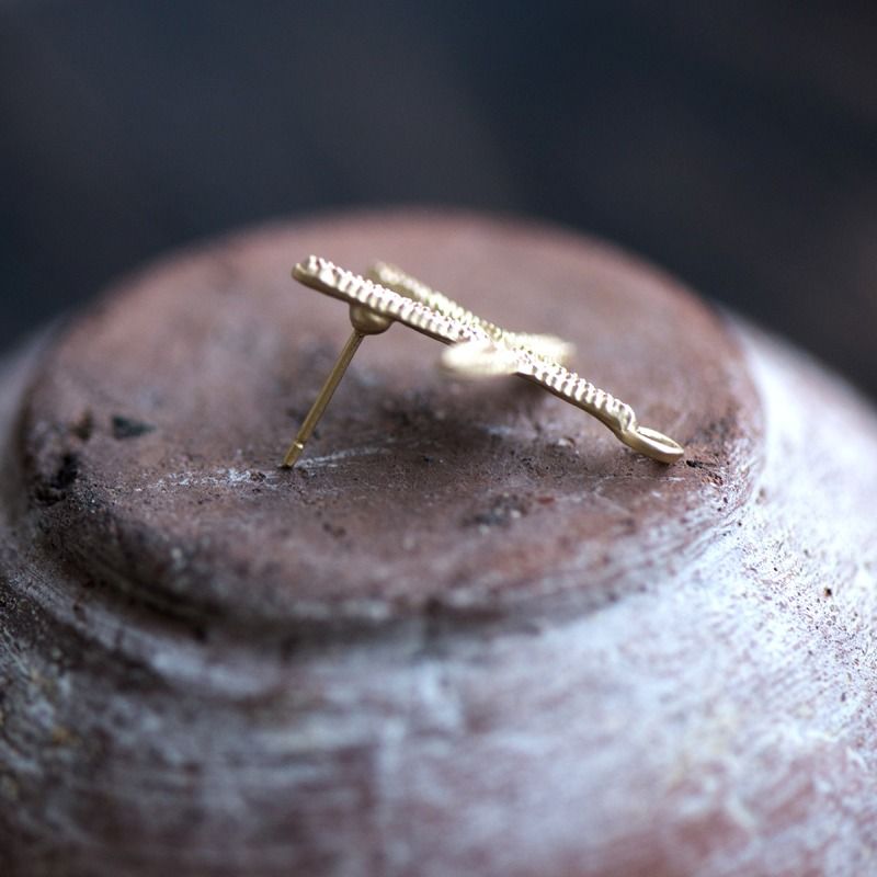 пуссеты "морская звезда", цвет матовое золото, 26x20 мм